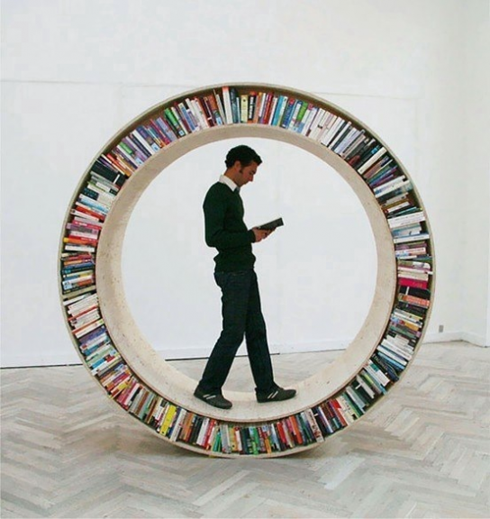 Сумасшедший способ хранения книг :)